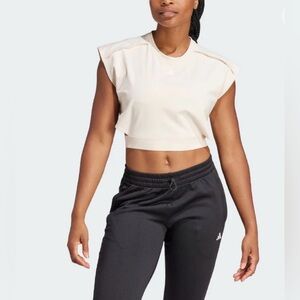 adidas(WMNS) adidas Power Crop Aeroready Sleeveless T-Shirt 'Linen White